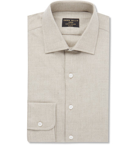 beige cotton and cashmere blend shirt