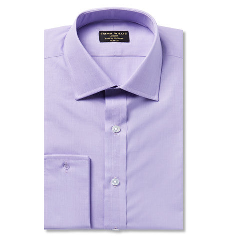 lilac slim fit double cuff cotton shirt