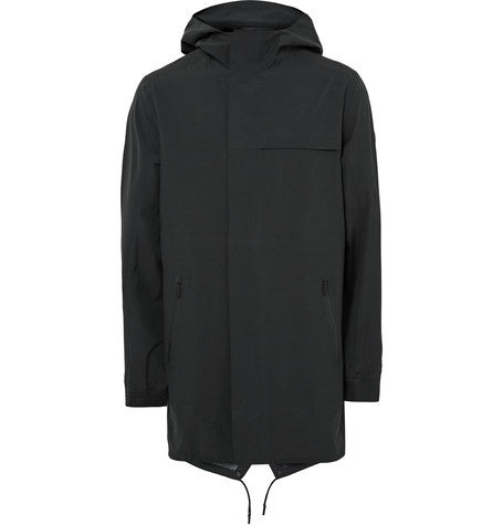 shell hooded fishtail parka