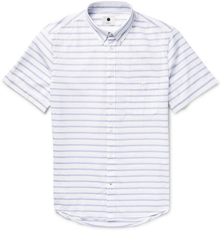 new derek slim fit striped cotton oxford shirt