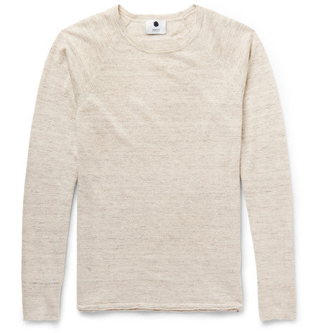 casper slim fit melange linen and wool blend sweater