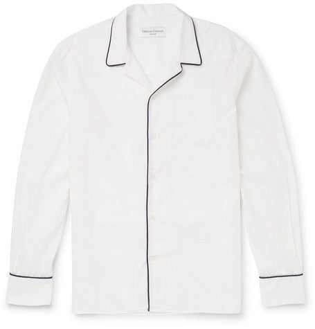 camp collar piped cotton shirt