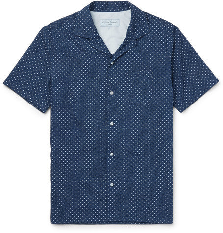 camp collar polka dot cotton shirt