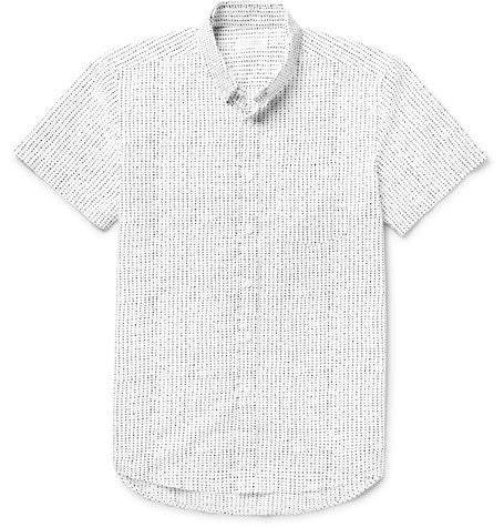esquina slim fit button down collar printed cotton poplin shirt