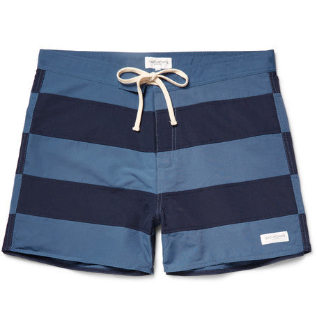 grant mid length striped swim shorts