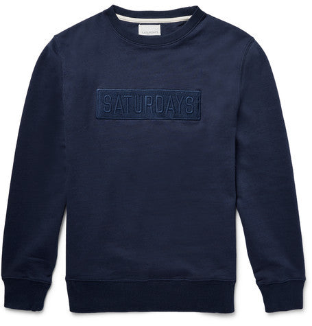bowery bar embroidered loopback cotton jersey sweatshirt