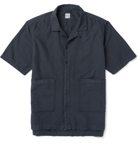 camp collar washed cotton work shirt