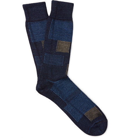 patchwork cotton blend socks