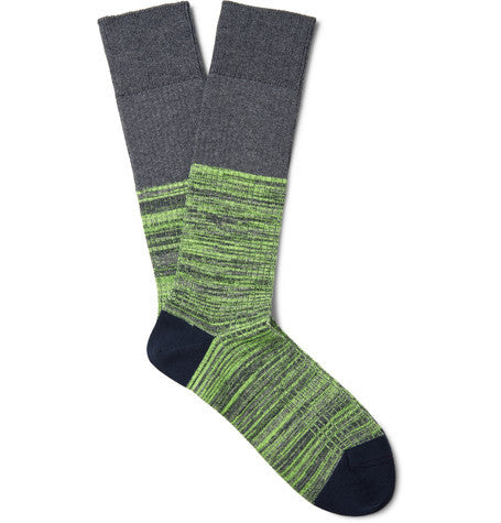 reverse hi vis melange knitted socks