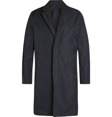 faille trimmed twill trench coat