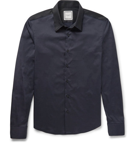 two tone cotton blend poplin shirt