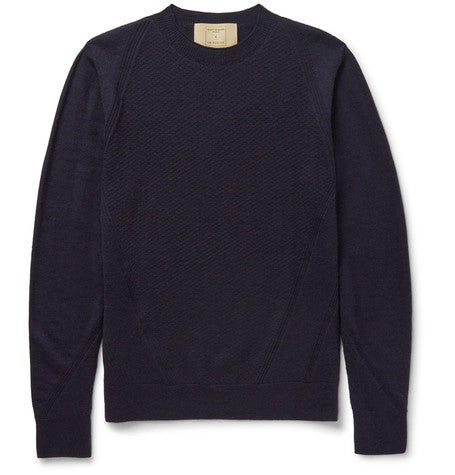 panelled textured wool sweater