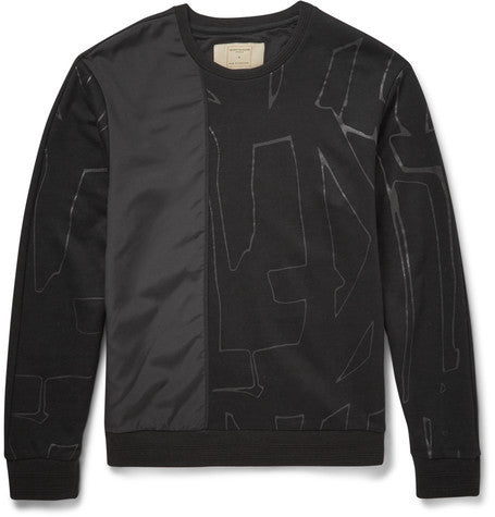 silk panelled cotton sweatshirt