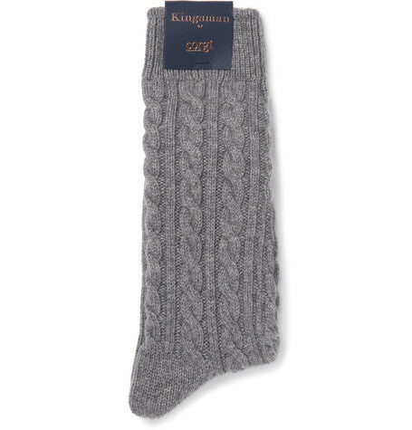 cable knit cashmere socks