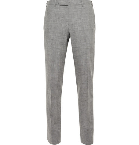 grey dover slim fit checked wool suit trousers