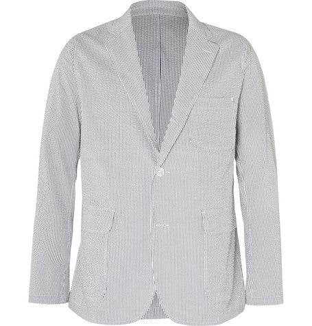 blue striped seersucker blazer