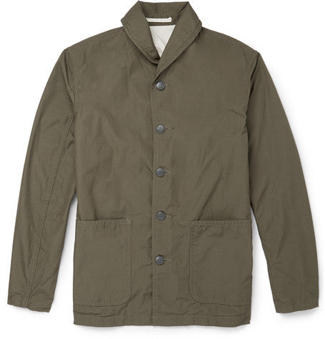 slim fit shawl collar cotton ripstop jacket