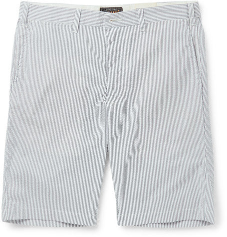 slim fit striped seersucker shorts