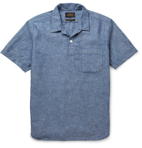 camp collar cotton chambray shirt