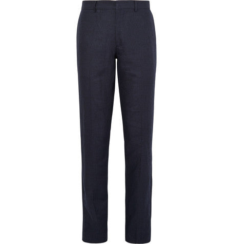 blue grant puppytooth linen suit trousers