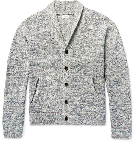shawl collar marl cotton cardigan