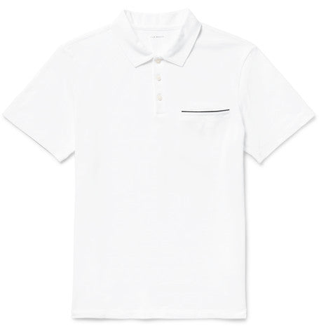 contrast tipped stretch cotton pique polo shirt