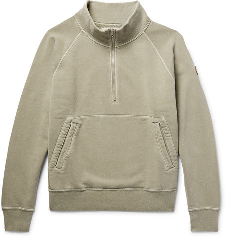 loopback cotton jersey half zip sweatshirt