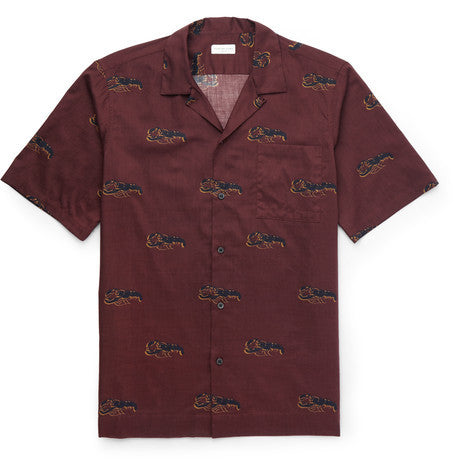 camp collar lobster print cotton shirt