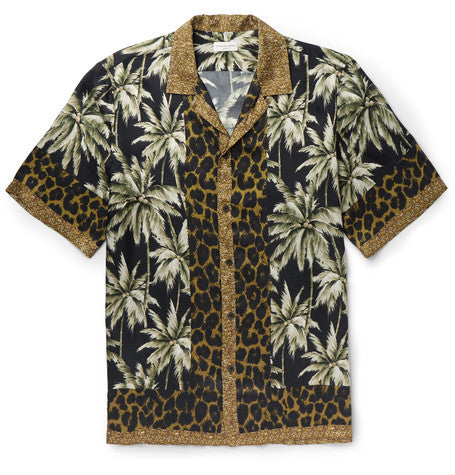 carlton camp collar printed voile shirt