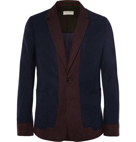 navy linen and cotton blend blazer