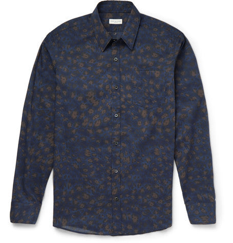 corbin slim fit leopard print cotton shirt