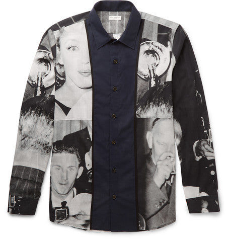 creely satin trimmed printed cotton voile shirt