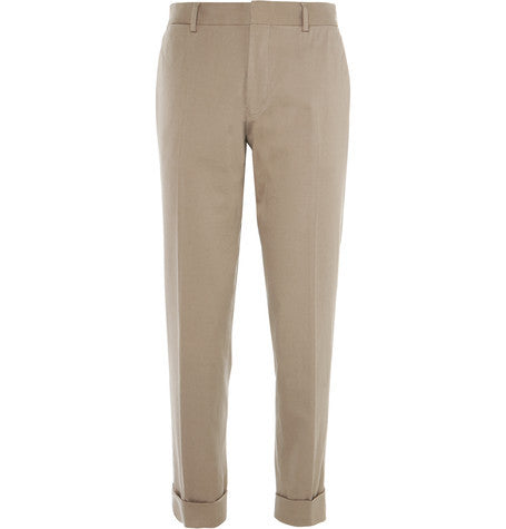 slim fit stretch cotton trousers