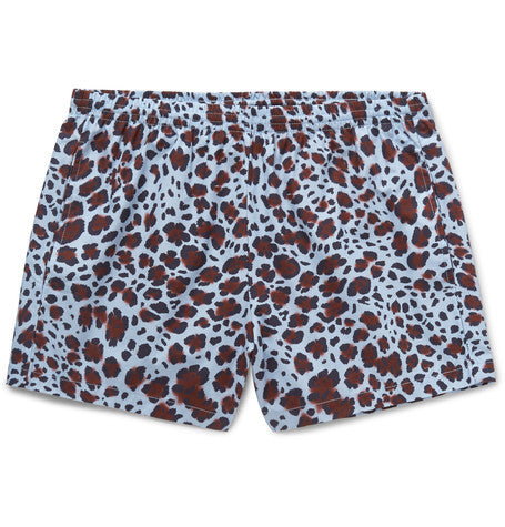 phibbs printed short length cotton swim shorts