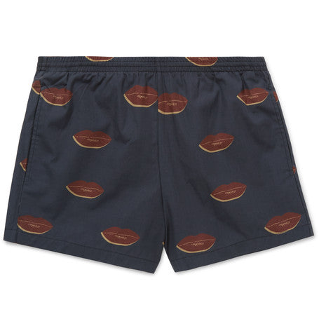 phibbs lip print short length cotton swim shorts