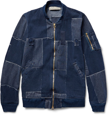 patchwork cotton bomber jacket