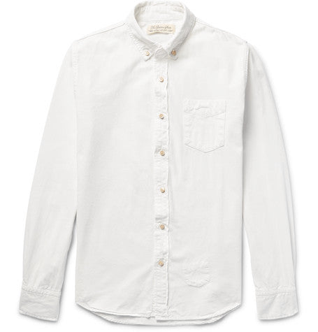 slim fit bandana appliqued cotton oxford shirt