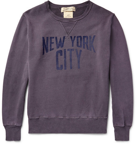 distressed printed loopback cotton jersey sweatshirt