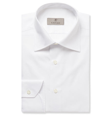 white slim fit cotton twill shirt
