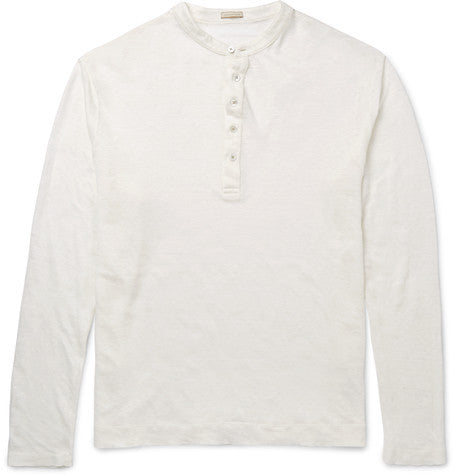 slim fit linen henley t shirt