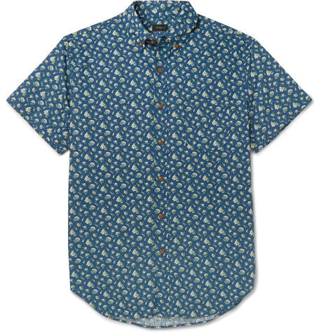 slim fit floral print cotton shirt