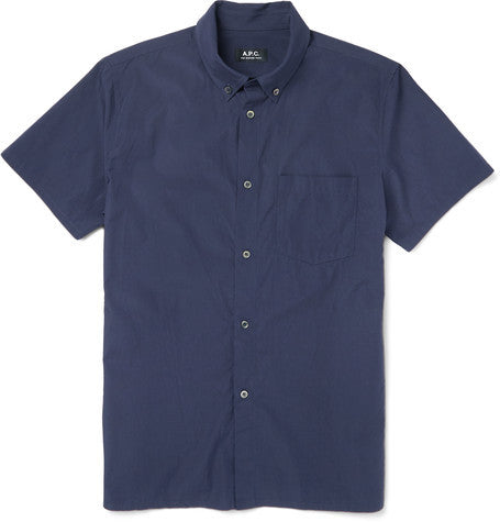 slim fit button down collar cotton poplin shirt