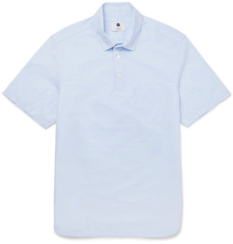slim fit slub cotton and linen blend shirt