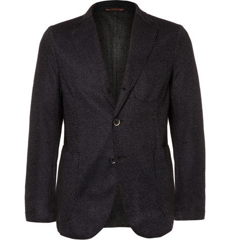 navy slim fit unstructured wool and cashmere blend blazer