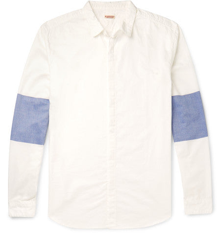 contrast panelled cotton shirt
