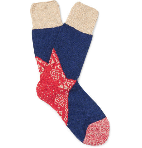 intarsia cotton blend socks