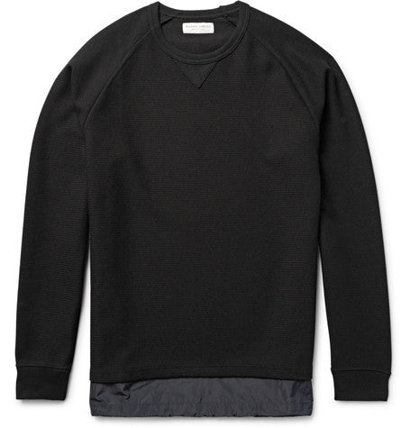 shell trimmed textured knit sweatshirt