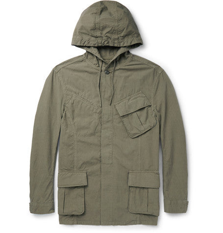 cotton ripstop hooded parka