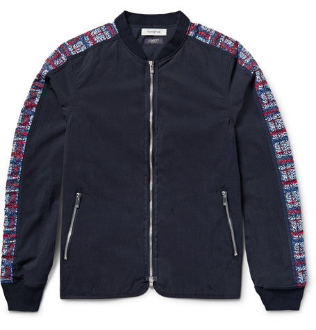 contrast trimmed cotton blend gabaradine bomber jacket