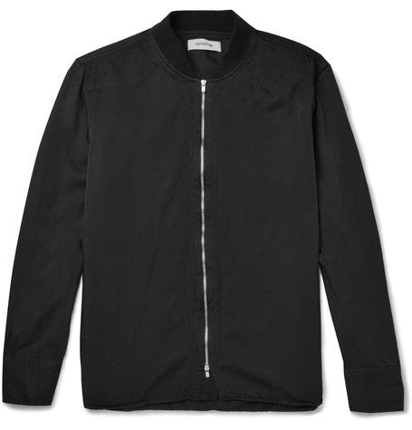 twill zip up overshirt